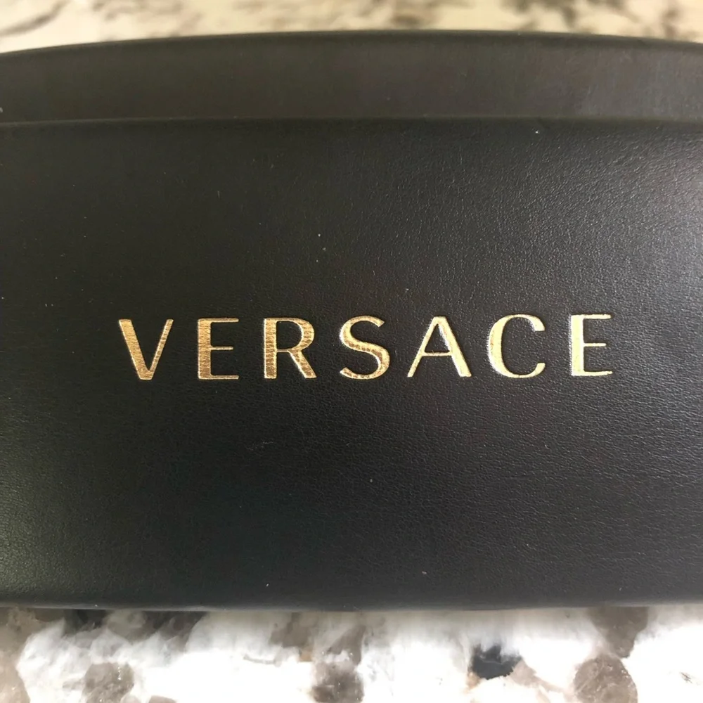 Versace Hard Clamshell Sunglass Eyeglass Case with Gold Logo